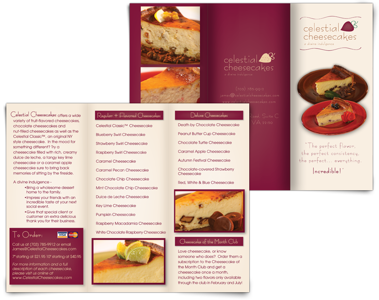 Celestial Cheesecakes brochure
